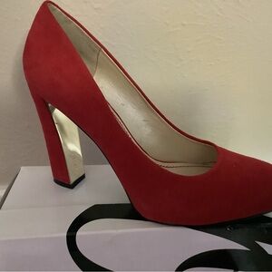 Nine West Red Suede Heels 8